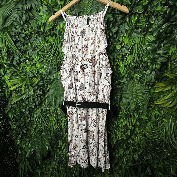 WILD ROSE Women Dress Plus 2XL Beige Floral Stretch Waist Belted NWT 0676 - Picture 7 of 10